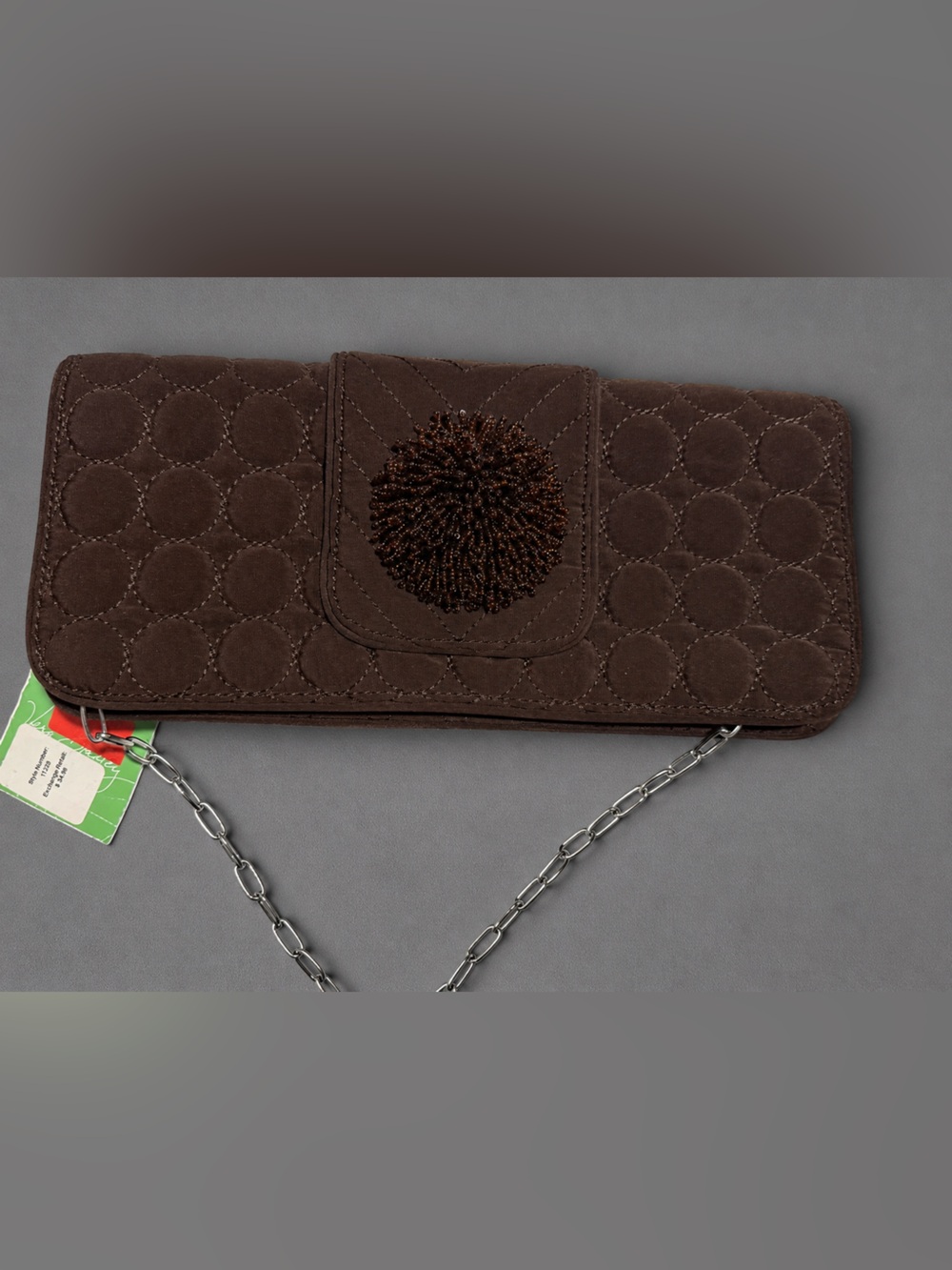 NEW Vera Bradley Expresso Brown Quilted Dazzle Clutch bag handbag‎ sequin detail